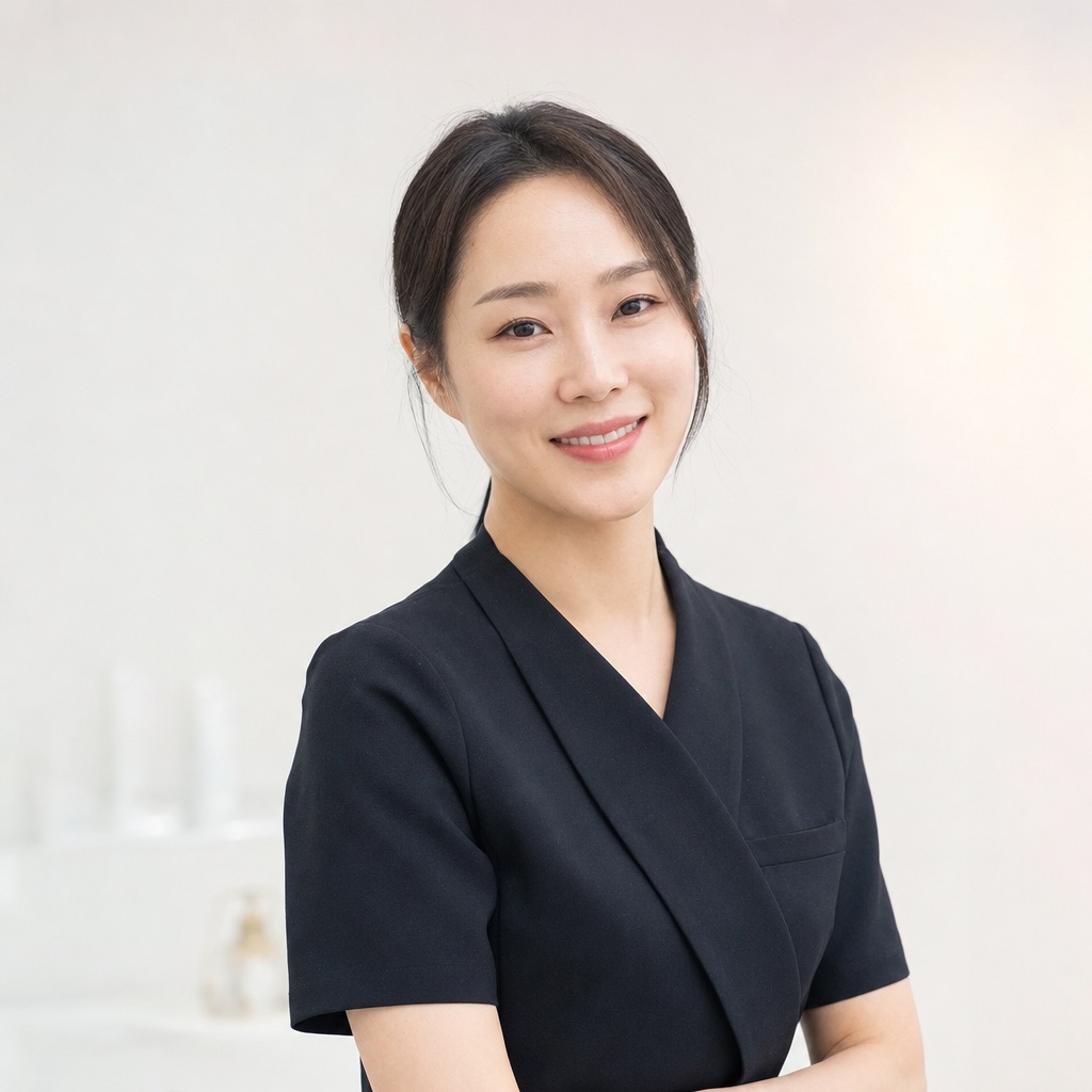 IBEA 강사과정 실습 장면 — 전문가가 스킨케어 기법을 지도하는 모습